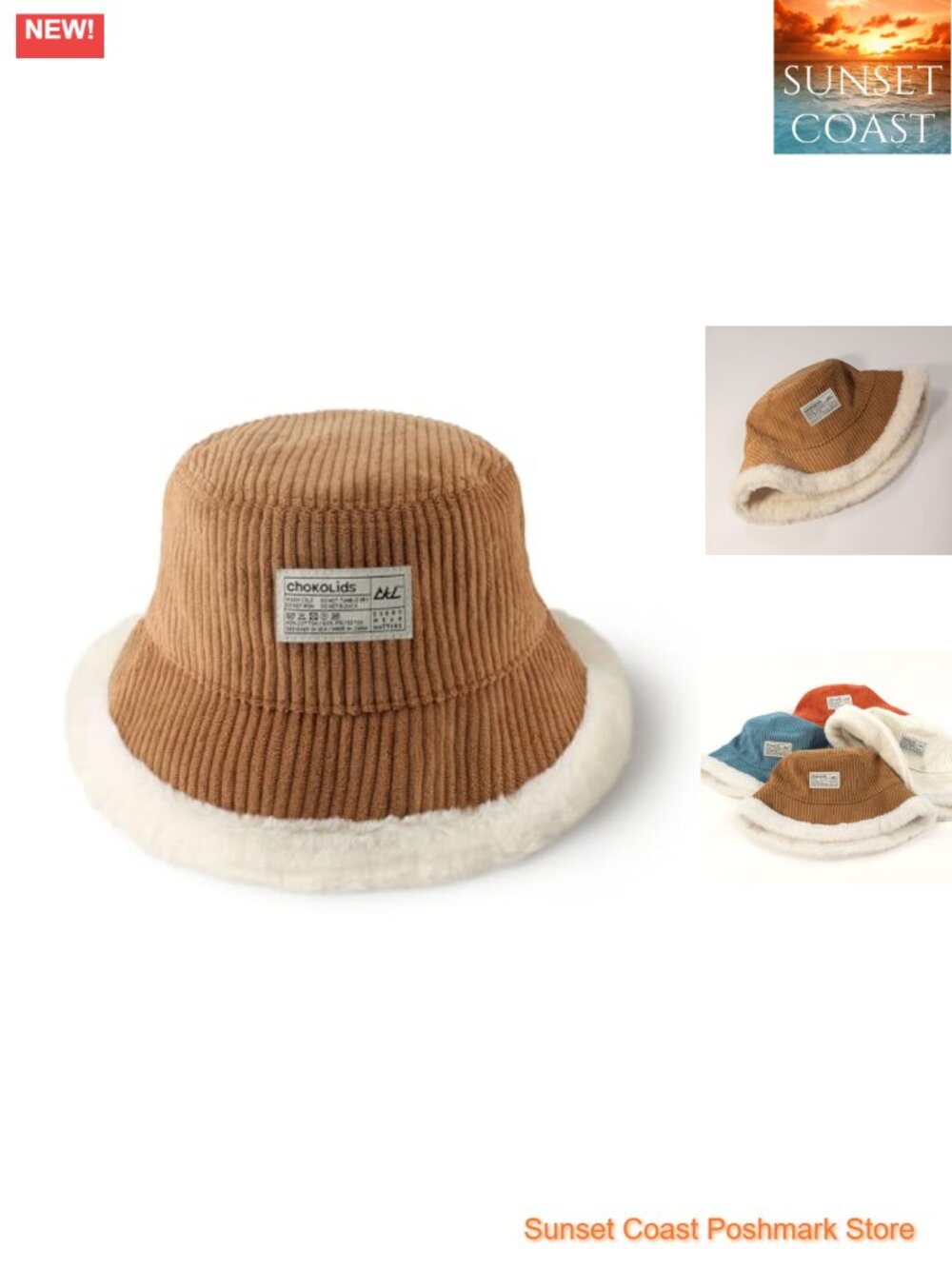 Corduroy Reversible Bucket Hat Soft Faux Fur Outdoor Fisherman Cap